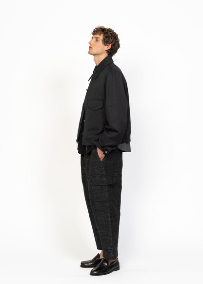 His Aviation Jacket Black - Bouclé Back