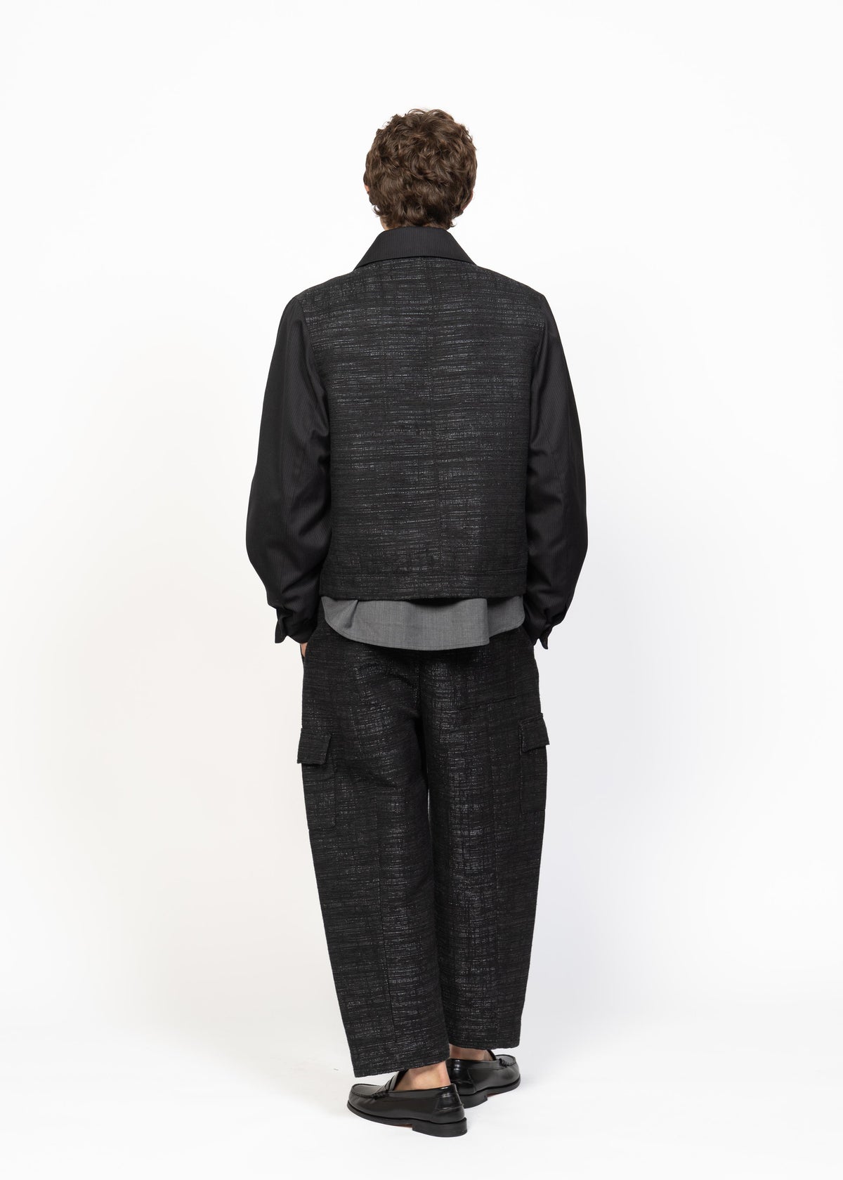 His Aviation Jacket Black - Bouclé Back