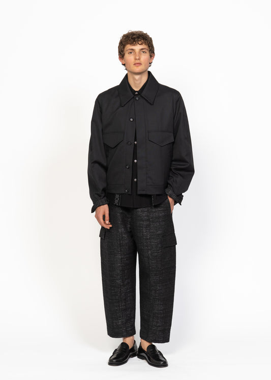 His Aviation Jacket Black - Bouclé Back