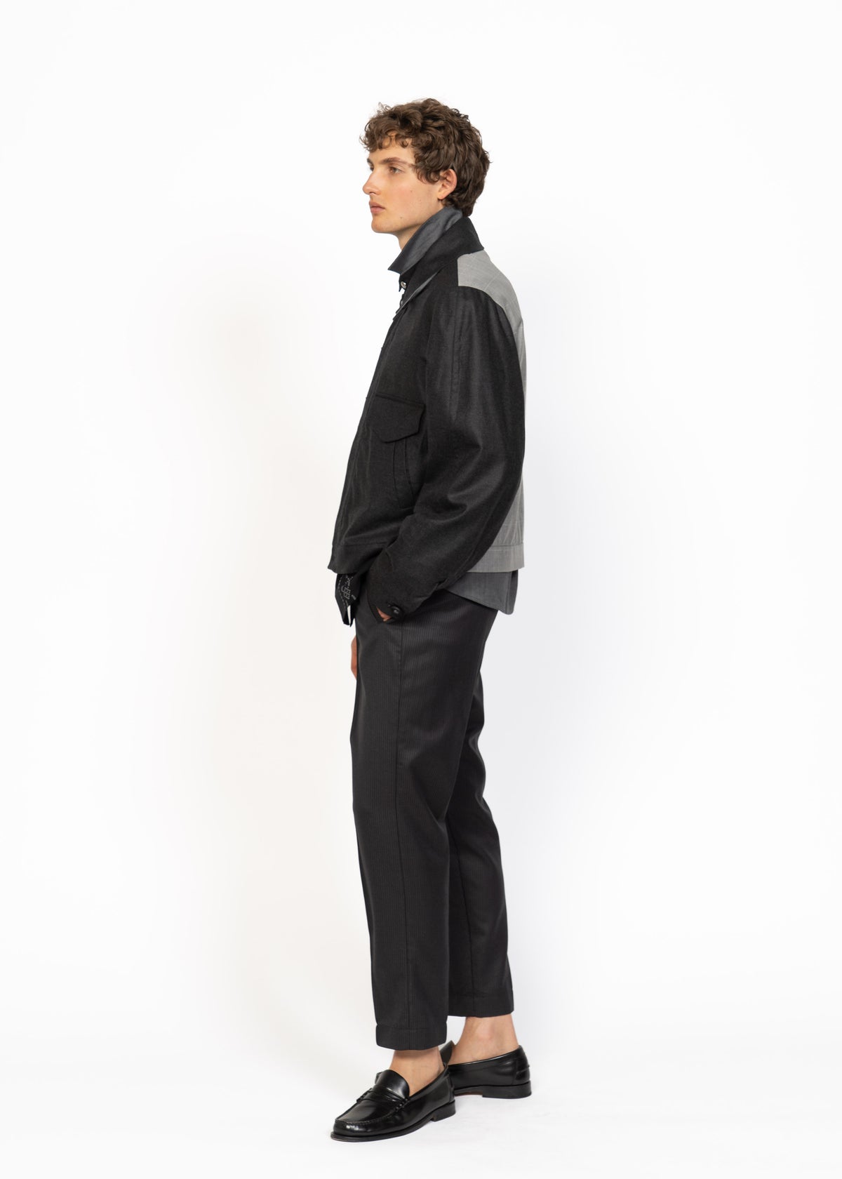 His Aviation Jacket Grey - Back Light Grey