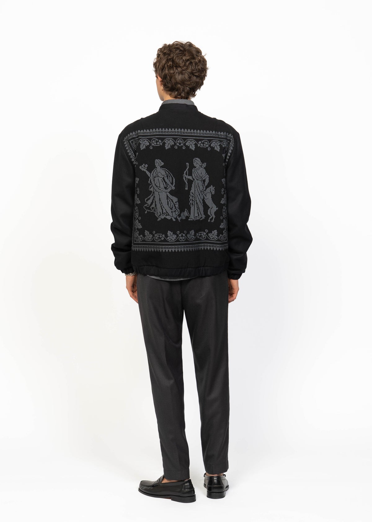 The Bomber Jacket Black - Dark Grey Embroidery