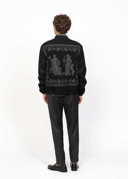 The Bomber Jacket Black - Dark Grey Embroidery