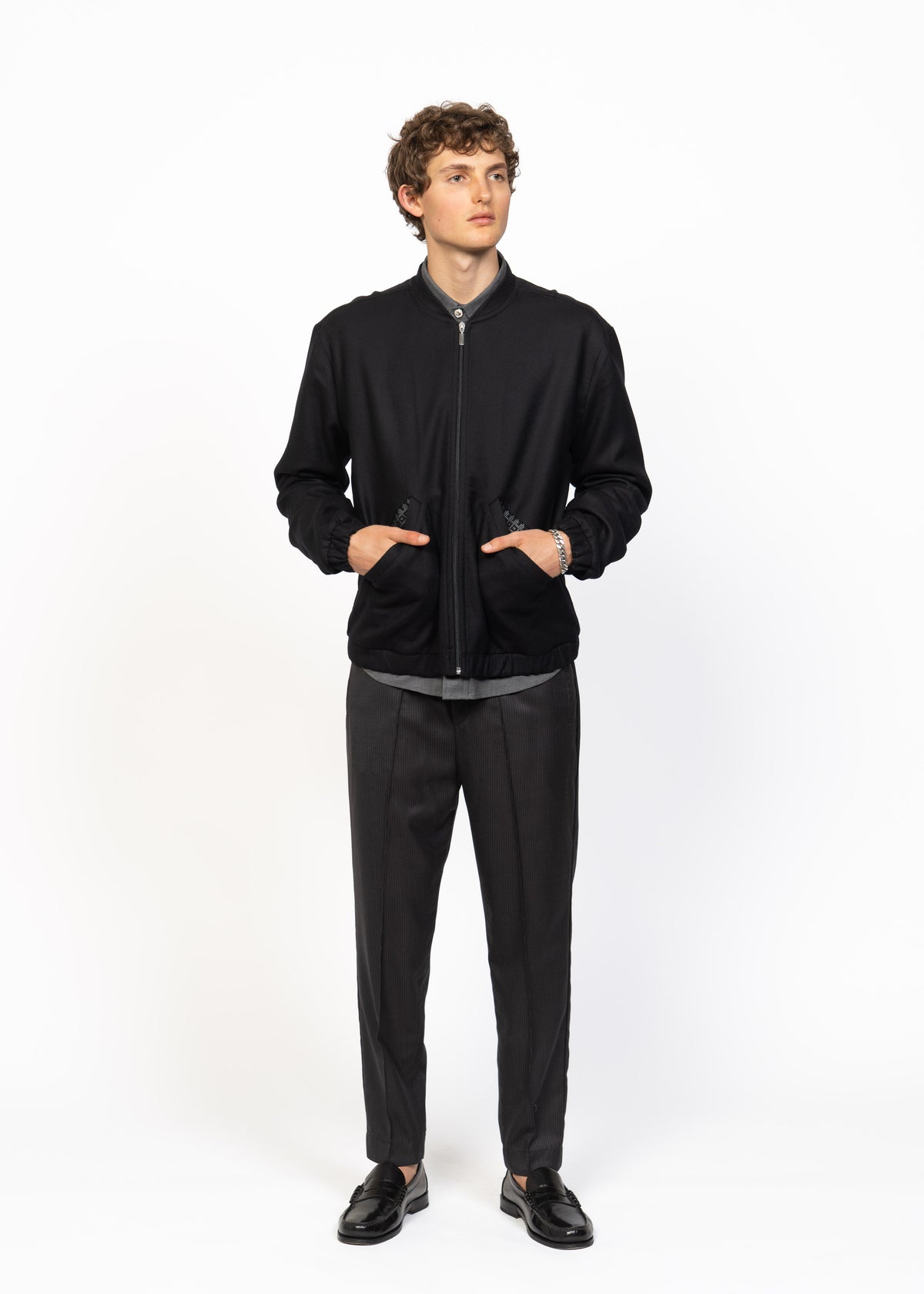 The Bomber Jacket Black - Dark Grey Embroidery