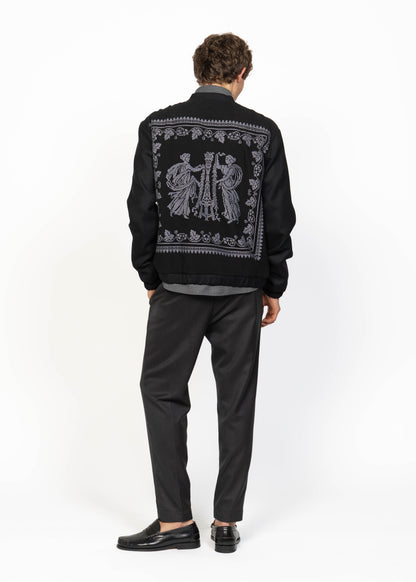 The Bomber Jacket Black - Light Grey Embroidery