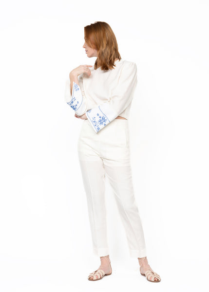 Her Slim Pants / White