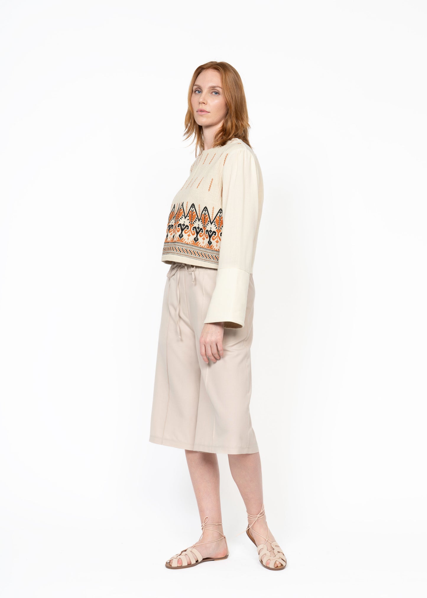 The Cropped Shirt / Greek Embroidery