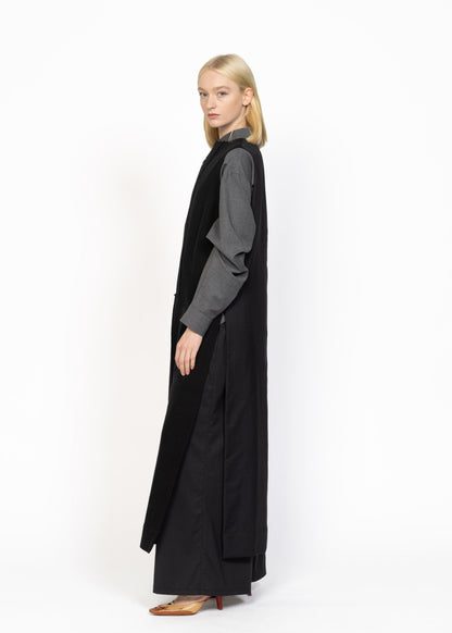 The Dress / Black Handwoven / Grey Embroidery