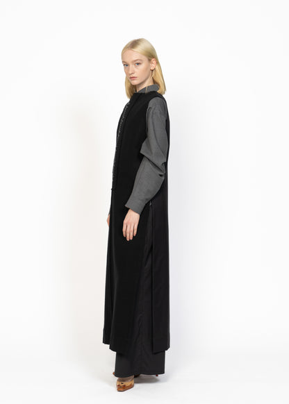 The Dress / Black Handwoven / Grey Embroidery