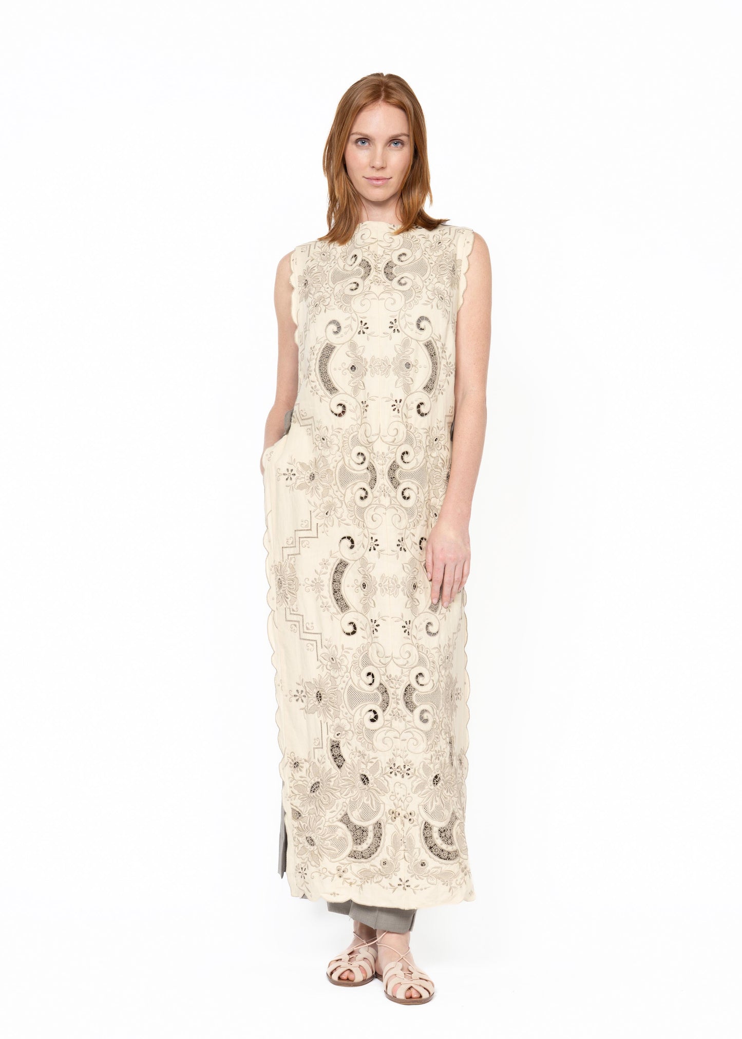 The Dress / Embroidered Taupe