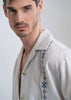 The André Shirt Handwoven Light Grey with Blue Embroidery