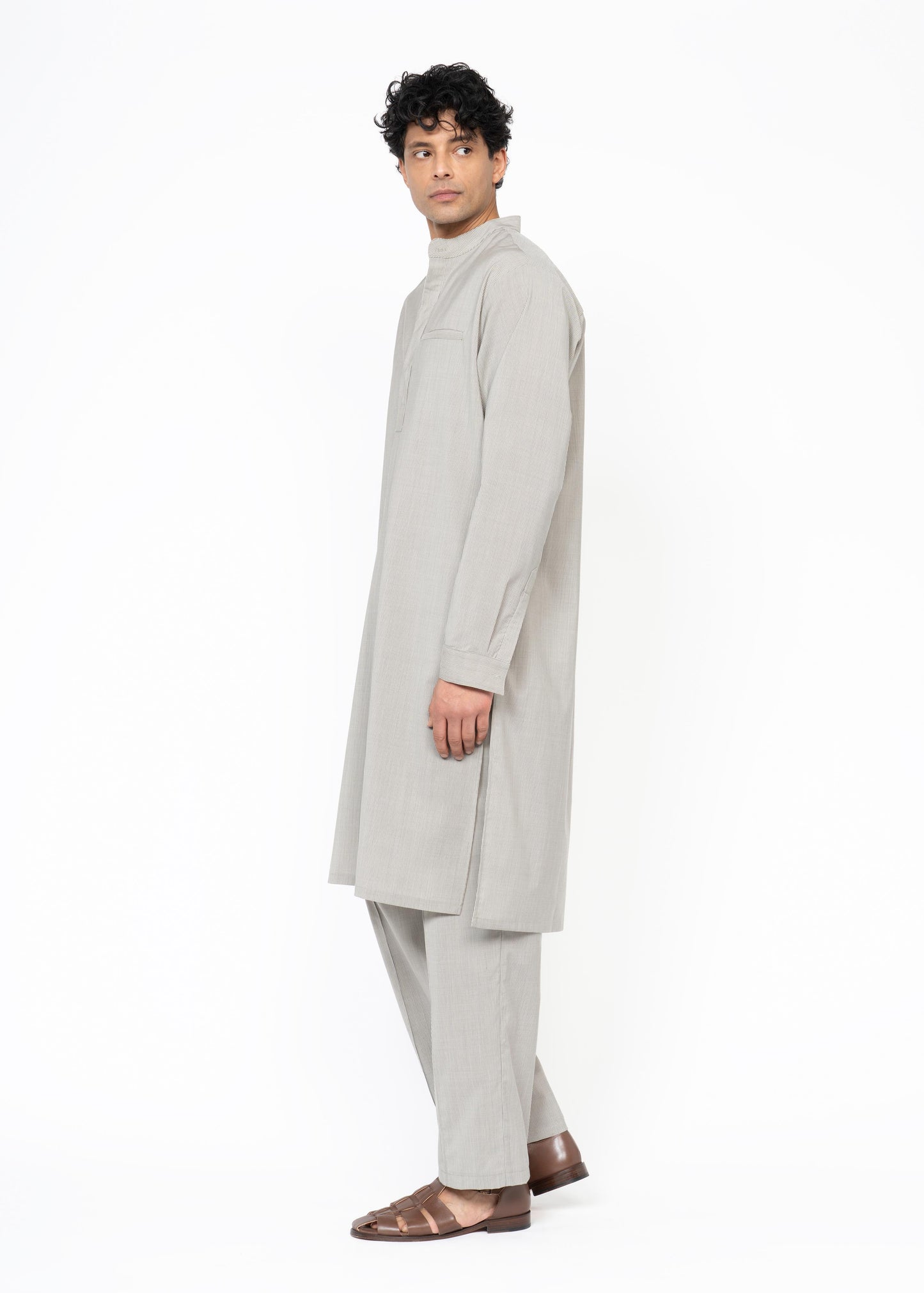 The Kaftan /  Dusty Sage / Pinstripe