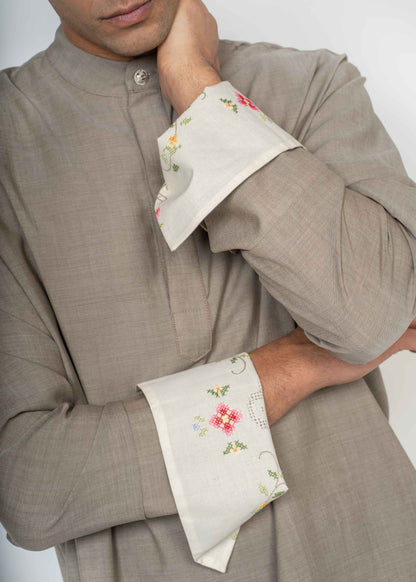 The Long Cuffs Shirt / Taupe