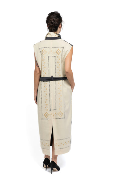 The Longline Gilet Beige Back