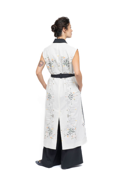 The Longline Gilet Embroidered Back