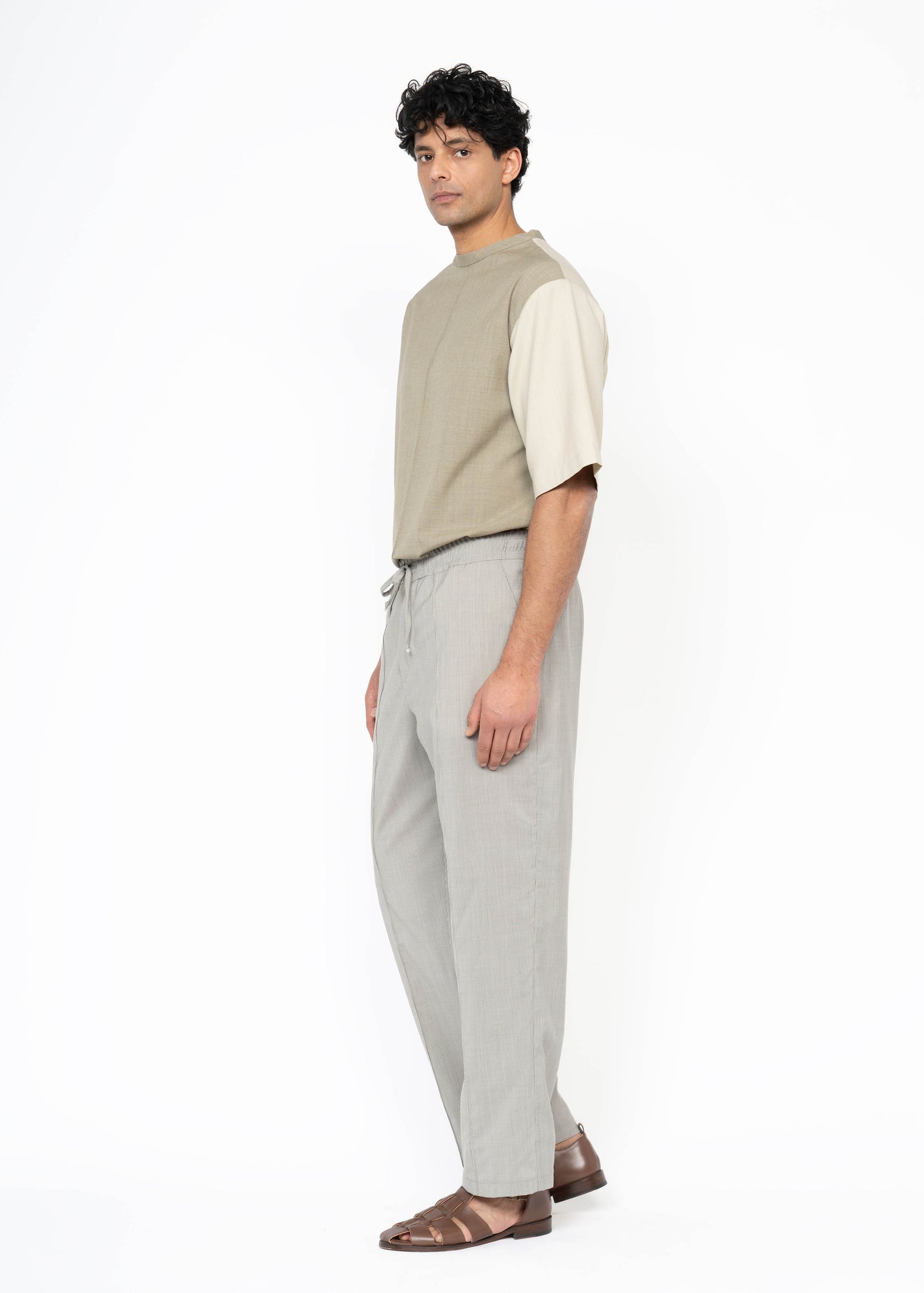 The Loose Fit Pants /  Dusty Sage / Pinstripe