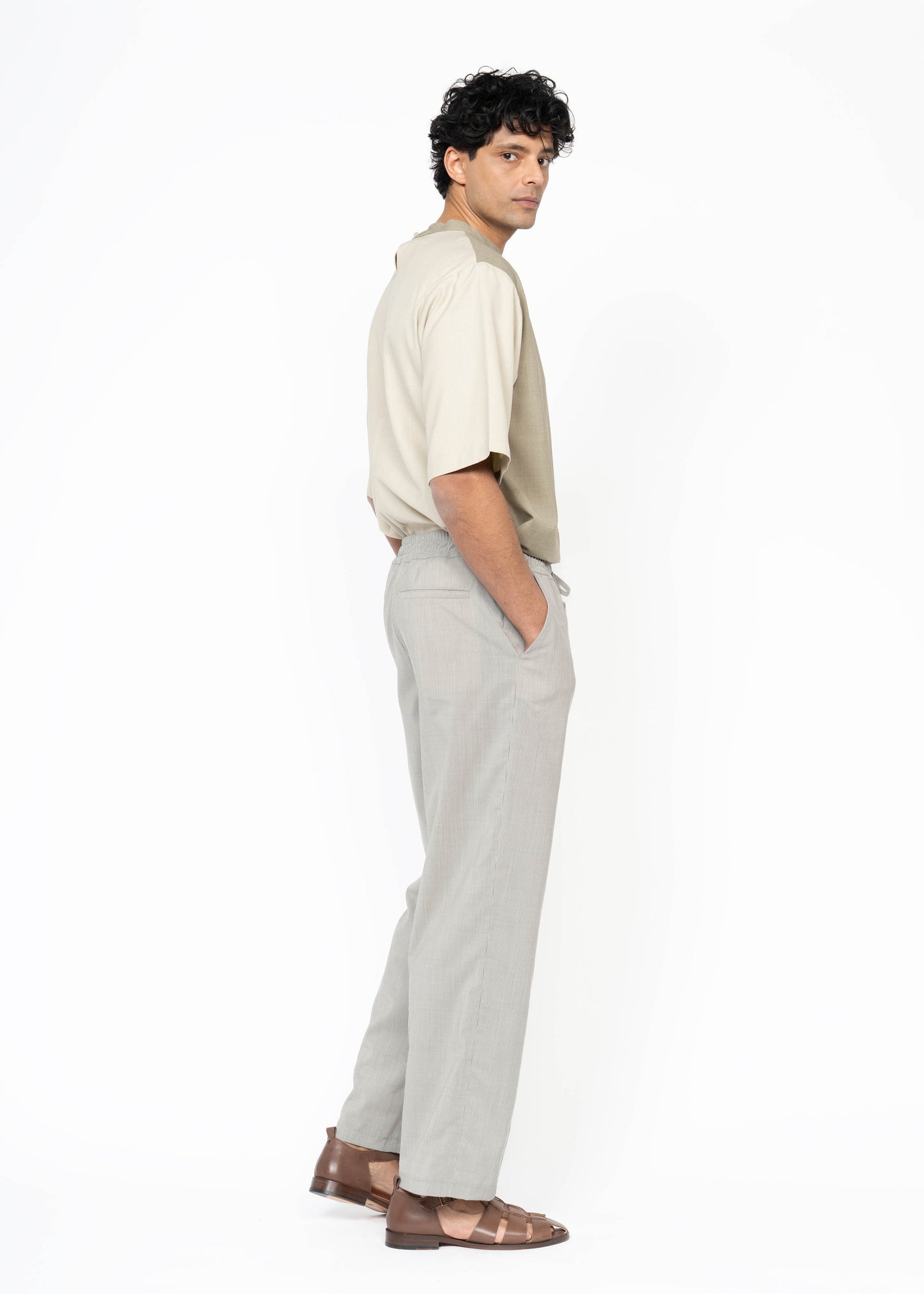 The Loose Fit Pants /  Dusty Sage / Pinstripe