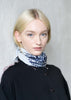 The Rhombus Scarf / Baby Blue Stripes / Blue Emboidery