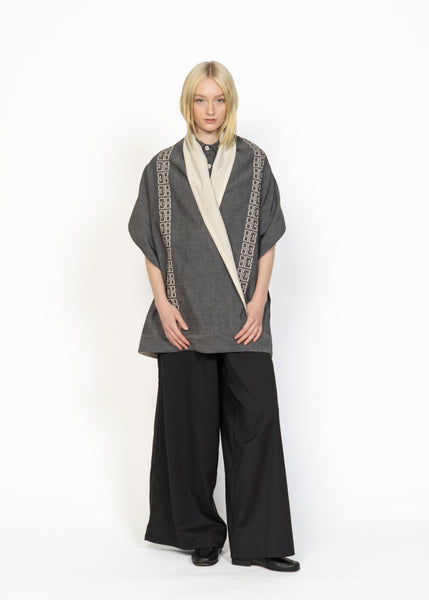 Her Shawl Double Face Grey/Beige