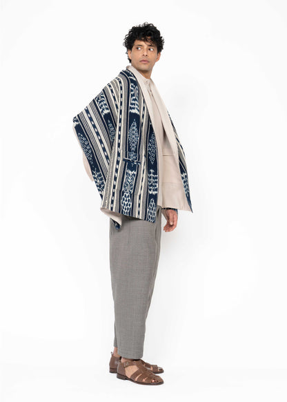 His Shawl Handwoven Blue/Beige
