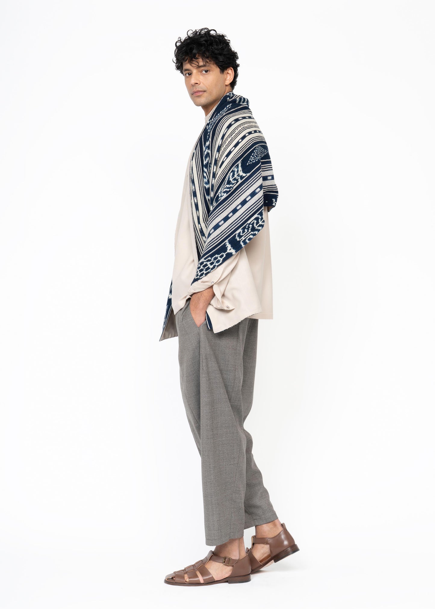 His Shawl Handwoven Blue/Beige