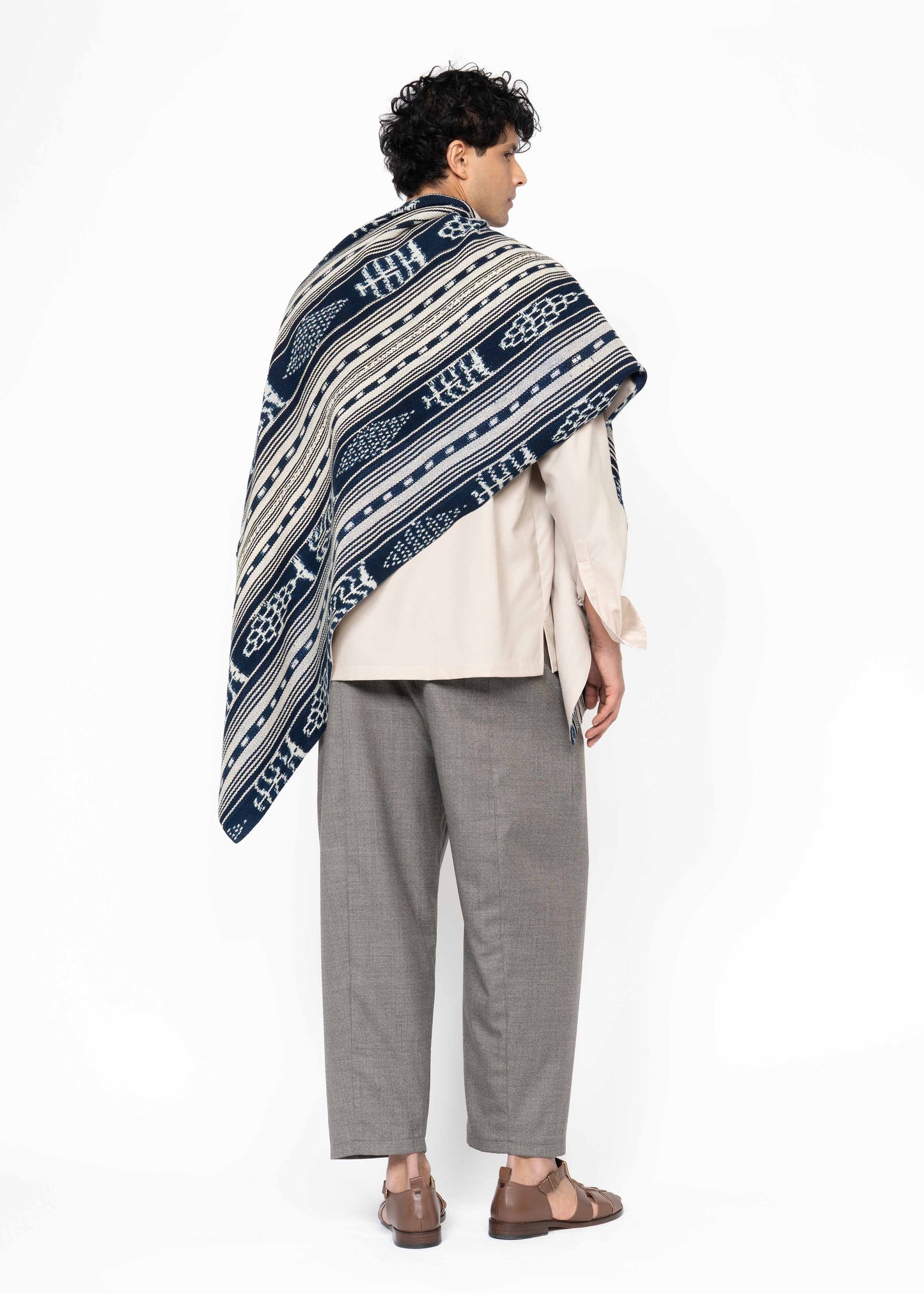 His Shawl Handwoven Blue/Beige