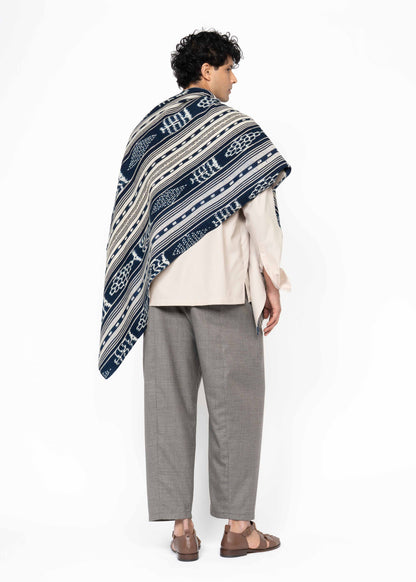 His Shawl Handwoven Blue/Beige