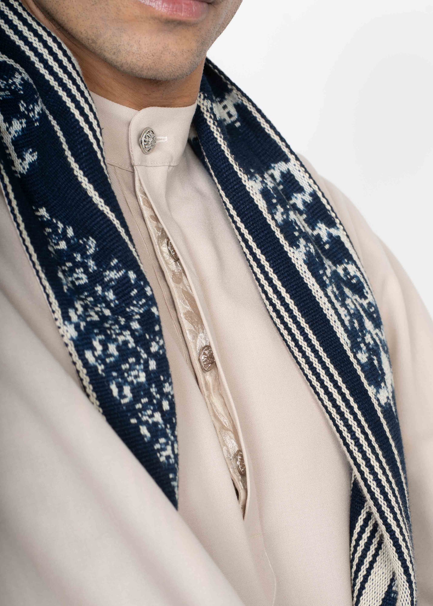 His Shawl Handwoven Blue/Beige