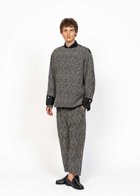 The Long Sleeve Shirt - Boucle Light Grey