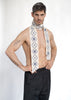 The Slim Scarf Off White with Blue Embroidery