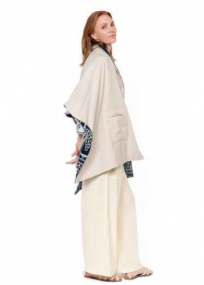 Her Shawl Handwoven Blue/Beige