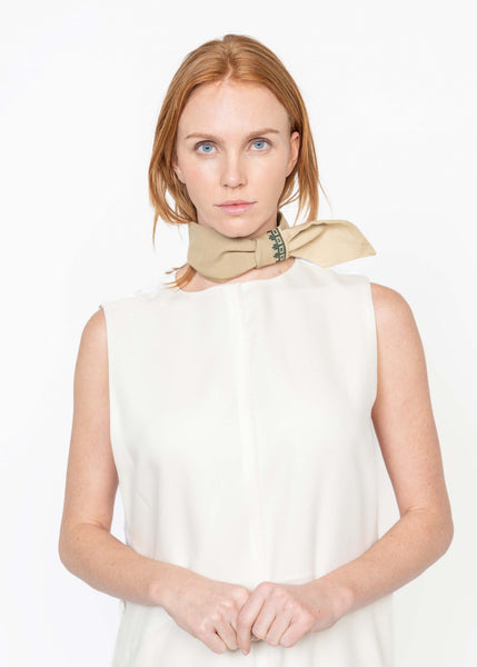 The Twilly Tie Brown / Green Embroidery