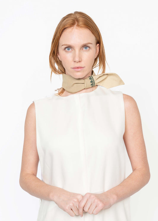 The Twilly Tie Brown / Green Embroidery