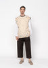 The Vest Beige with Embroidery and Brown Back