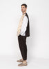 The Vest Beige with Embroidery and Brown Back