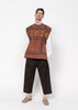 The Vest Brick Red German Embroidery / Brown Back
