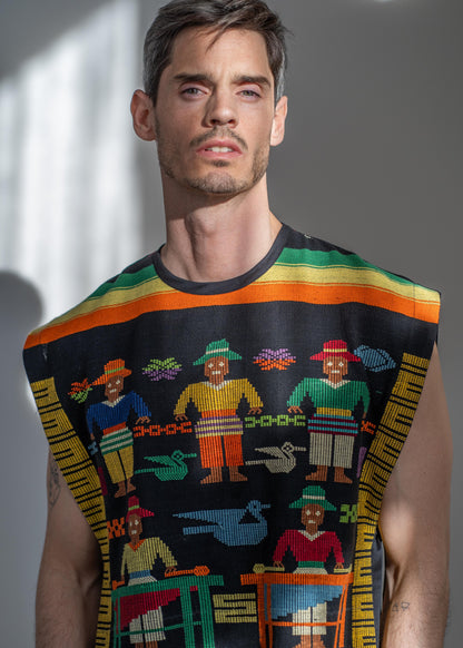 The Vest  Handwoven / Multicolored / Black Back