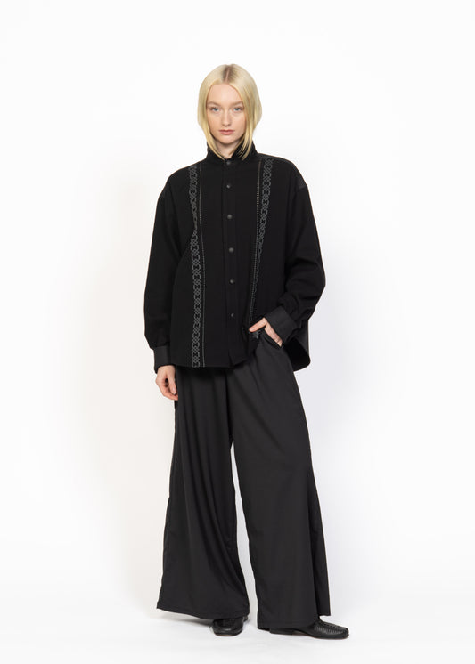 Her Shirt  Black Handwoven with Embroidery